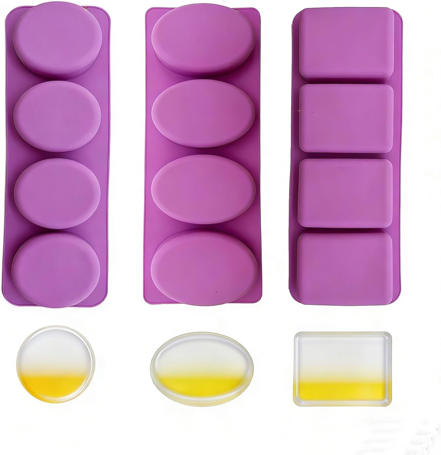 3Pcs 4Cavity Silicone Soap Molds Set