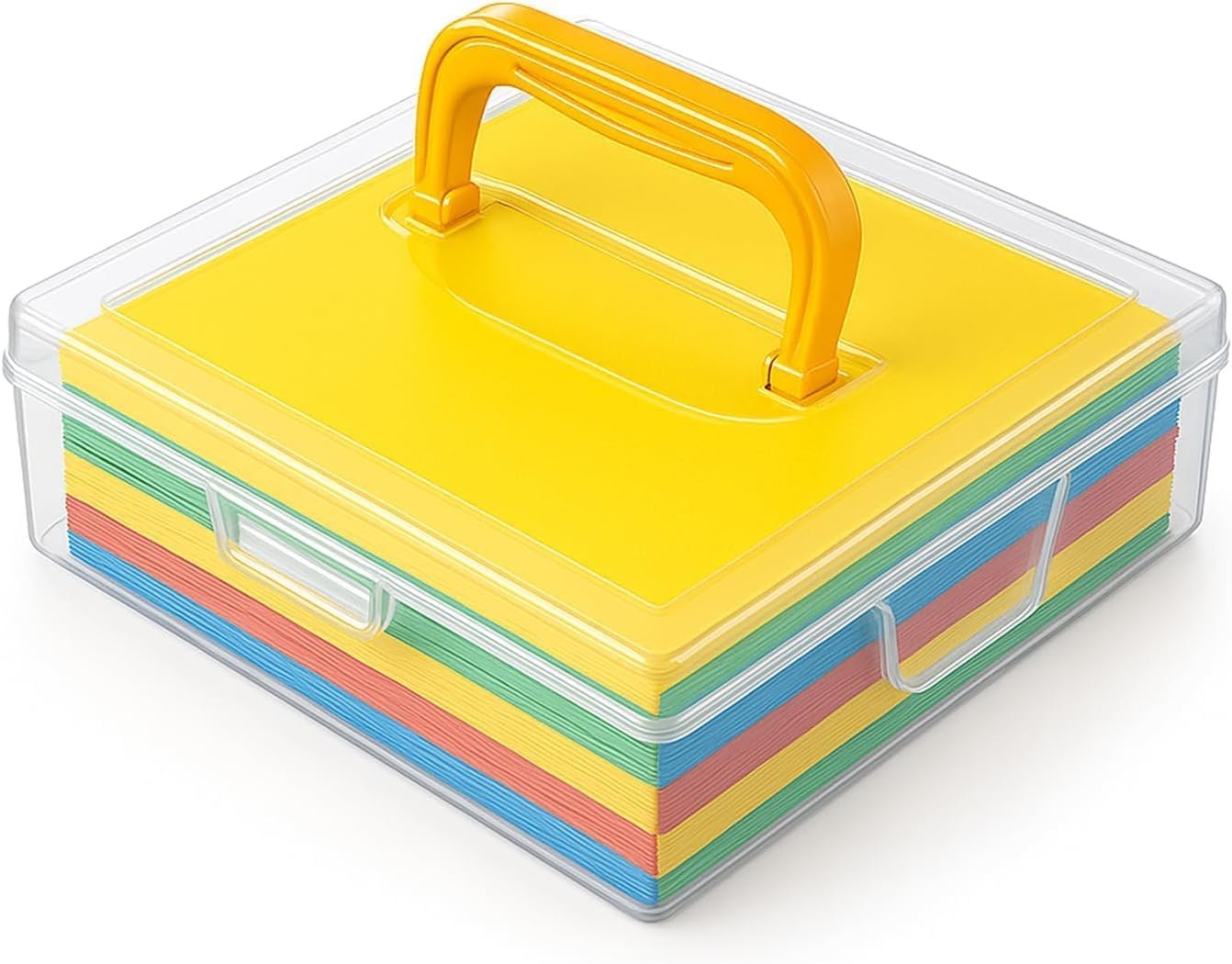 JapanBargain, Japanese Origami Paper Storage Box, Fits 6-inch Folding Paper up to 400 Sheets, Clear Plastic Craft Organizer for Cardstock, Stamps, Sewing Kit Tools, Made in Japan
