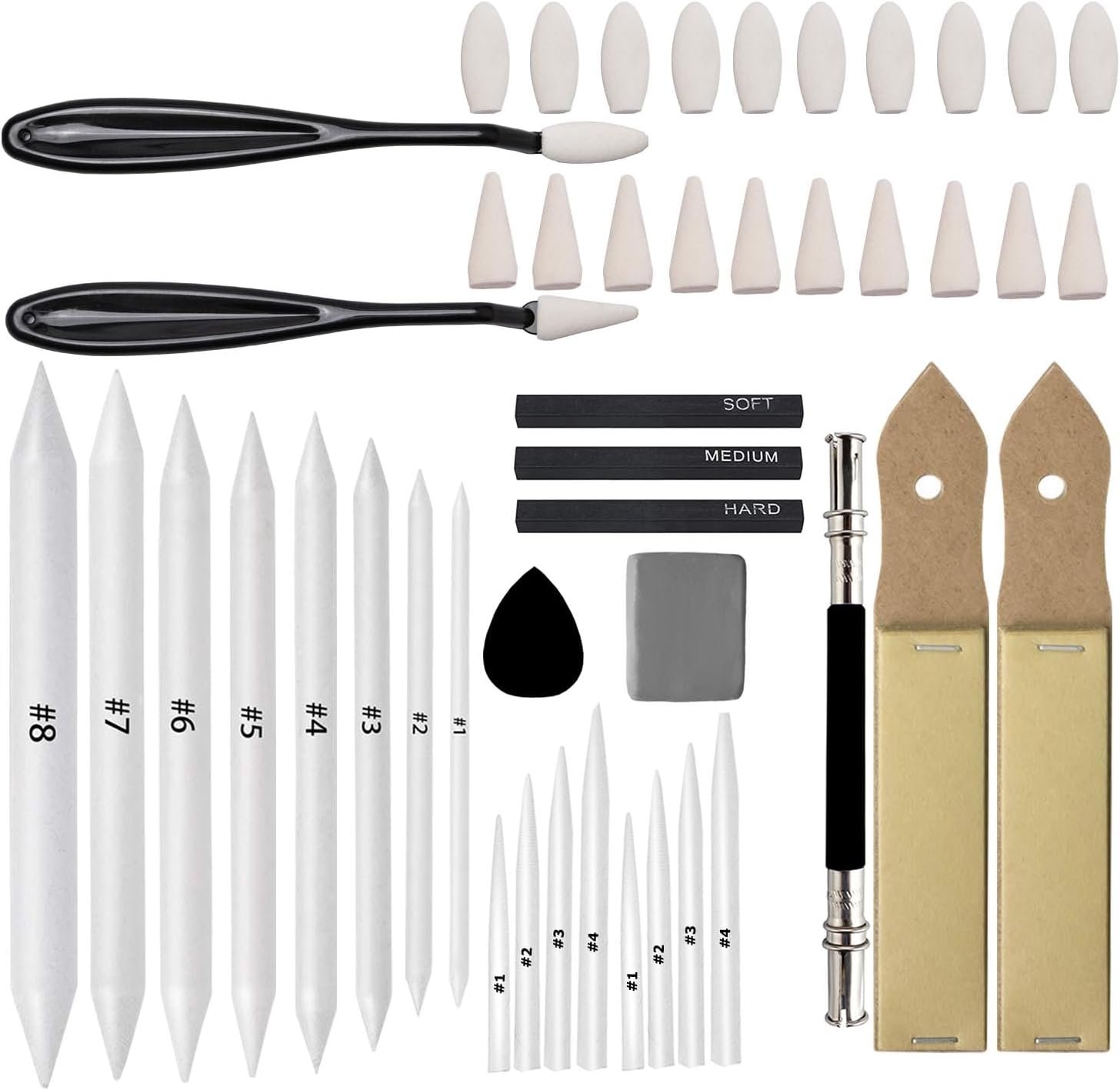 46 PCS Blending Stumps and Tortillions with Charcoal Stick