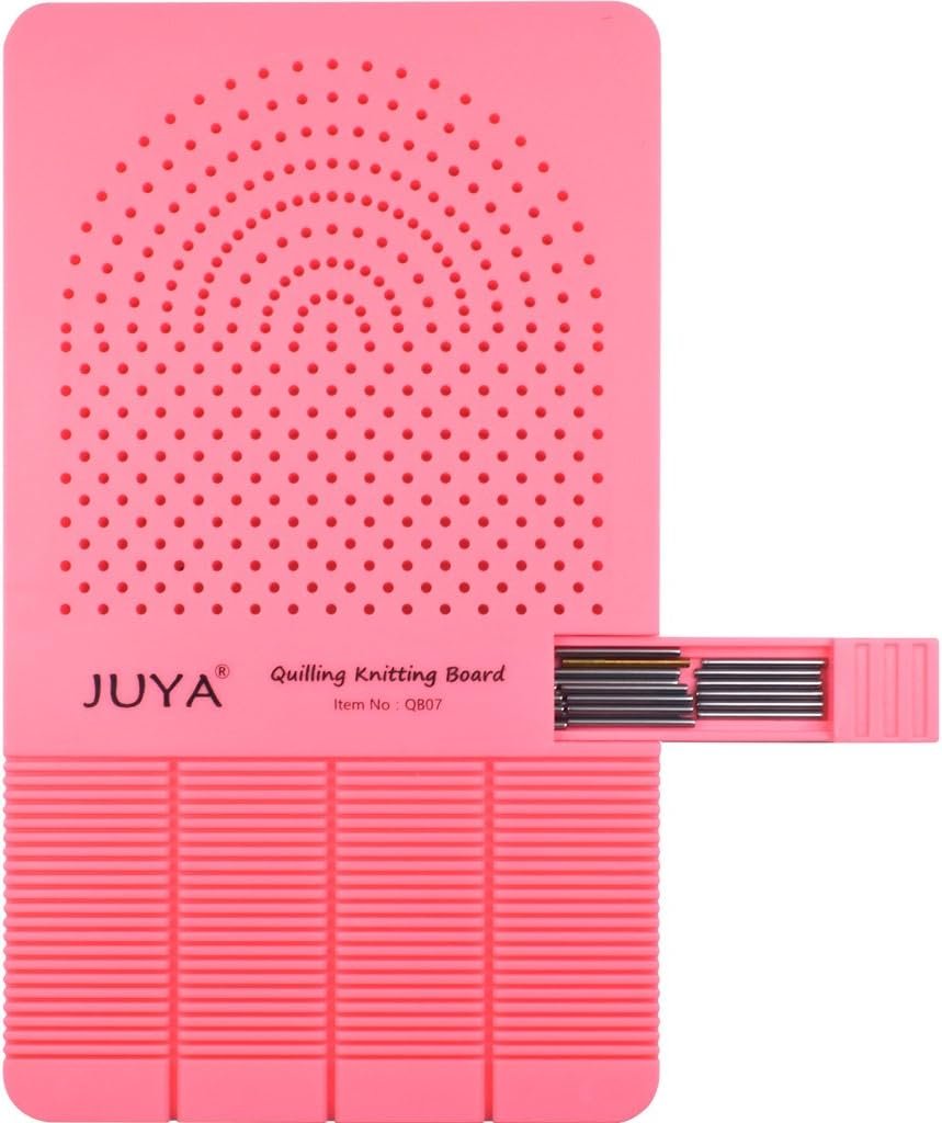 JUYA 2-in-1 Quilling Knitting Board with Pin Board and Grooves, Pink