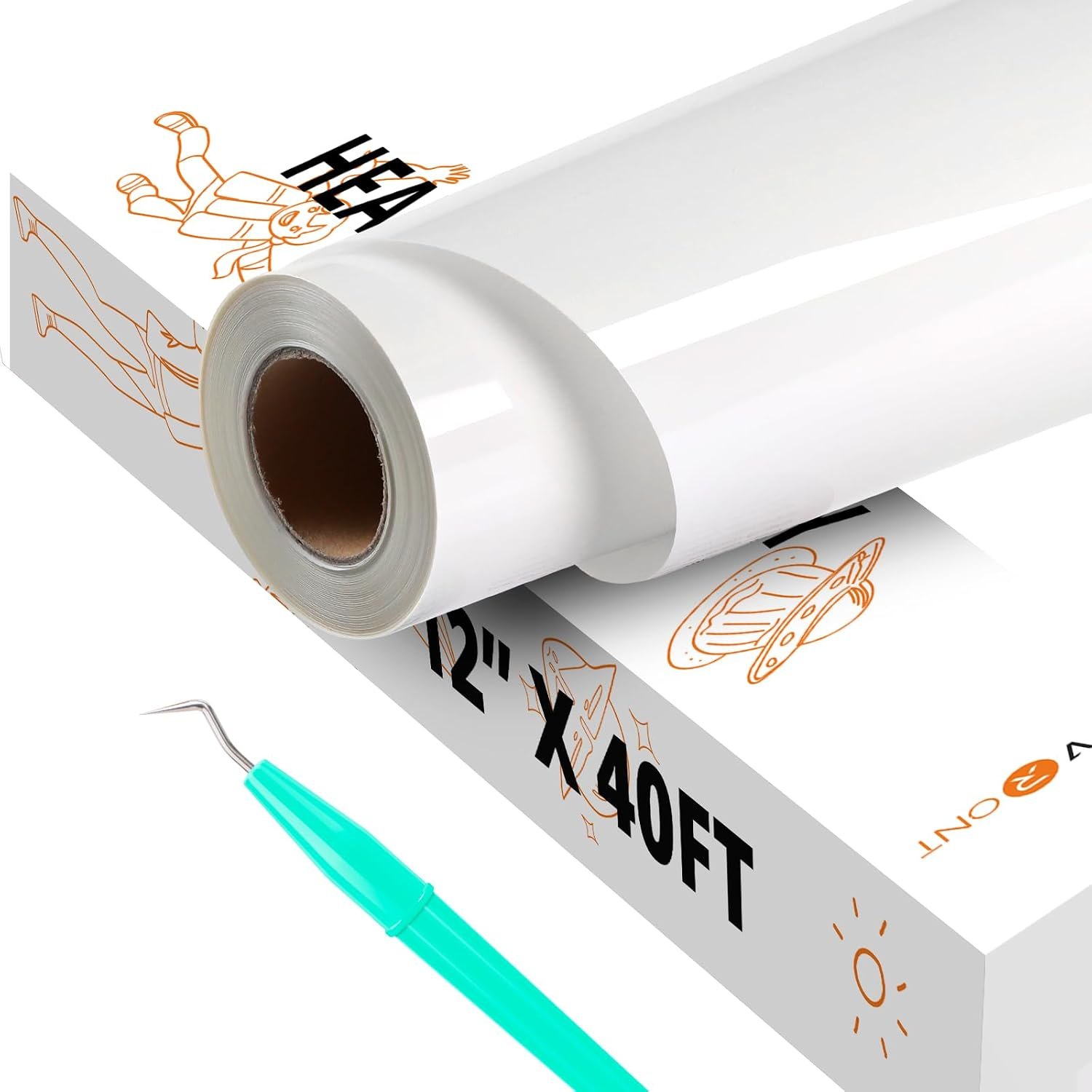 HTVRONT White Iron on Vinyl – 12″ X 40FT White HTV Heat Transfer Vinyl