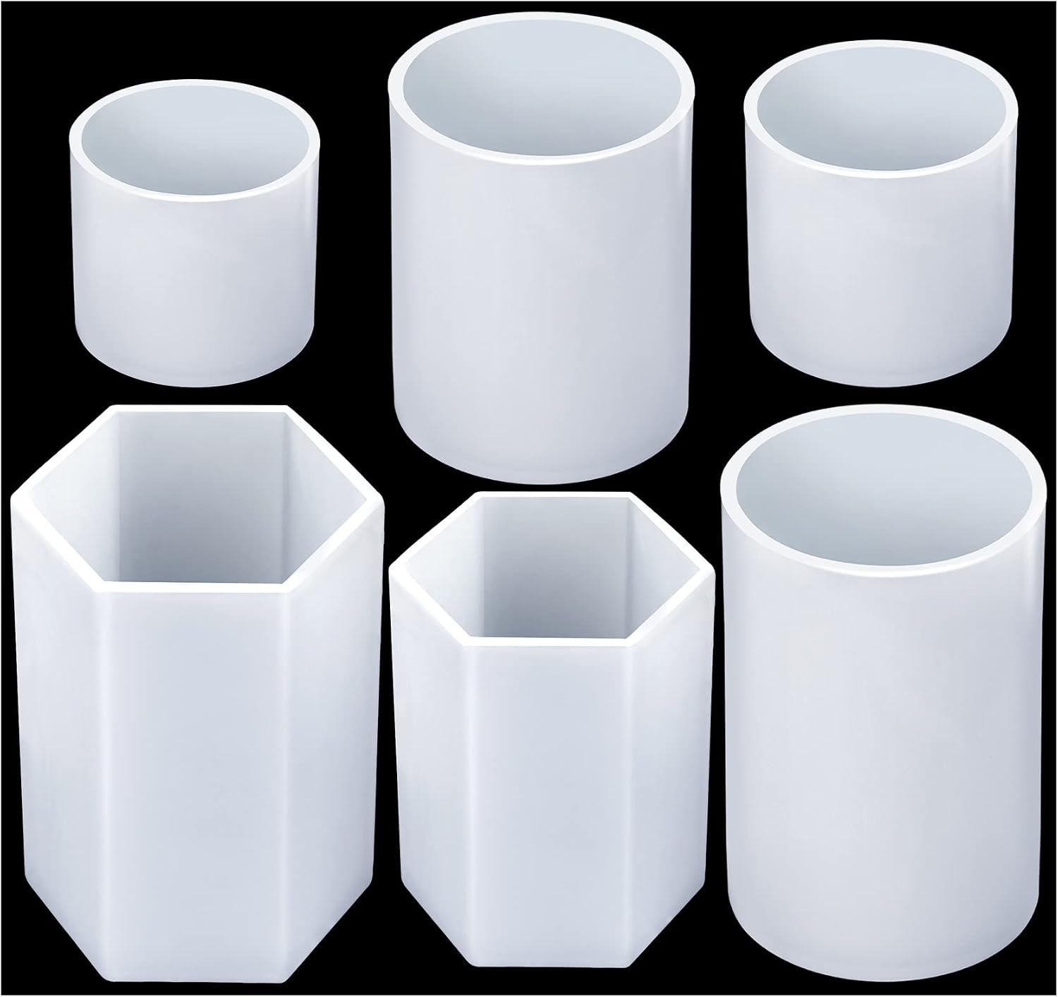 Candle Molds Silicone, 4PCS Cylinder and 2PCS Hexagon