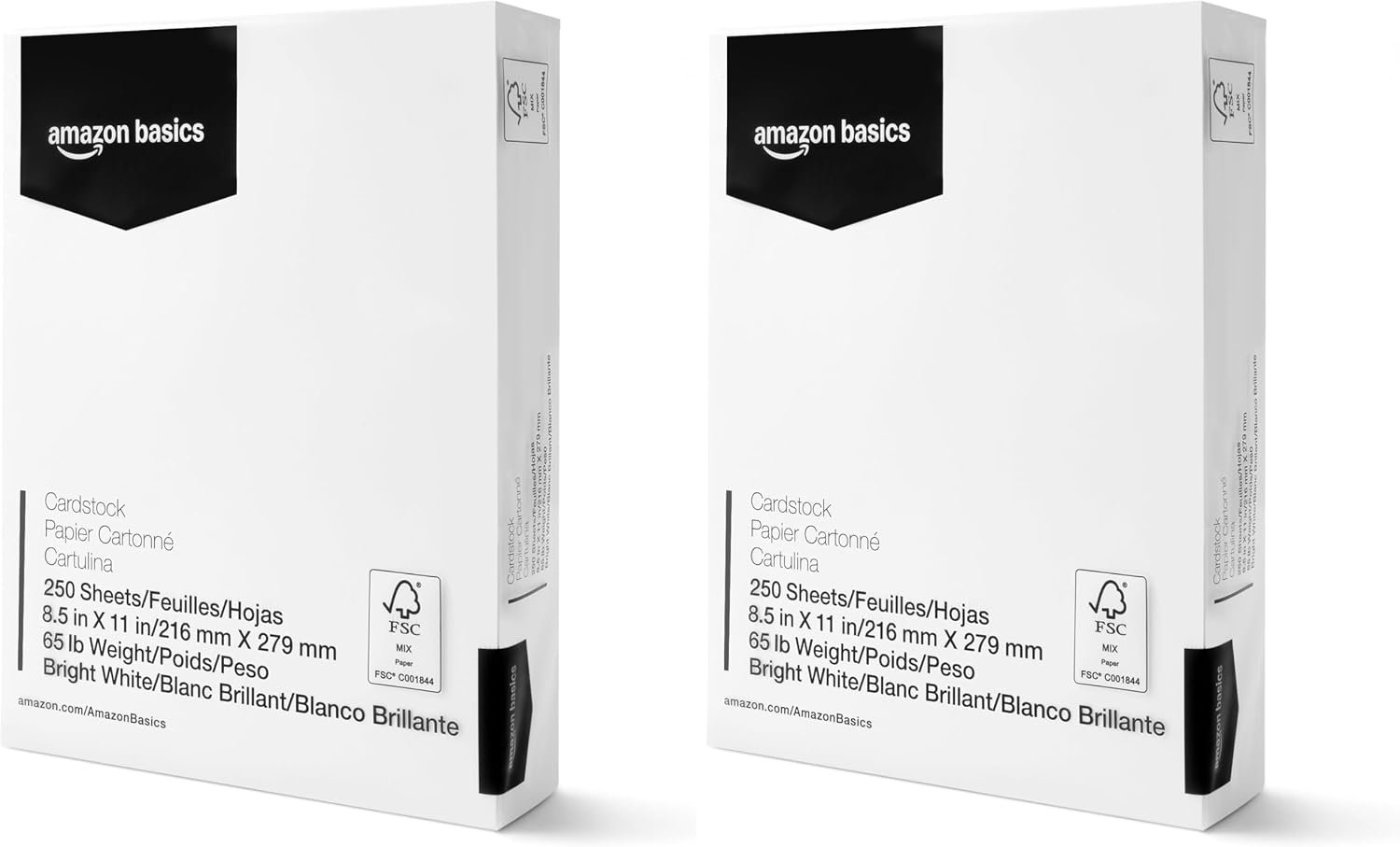 Amazon Basics Cardstock Paper, 8.5″ x 11″, 65 lb/176 gsm, 96 Bright White, 250 Sheets (Pack of 2)