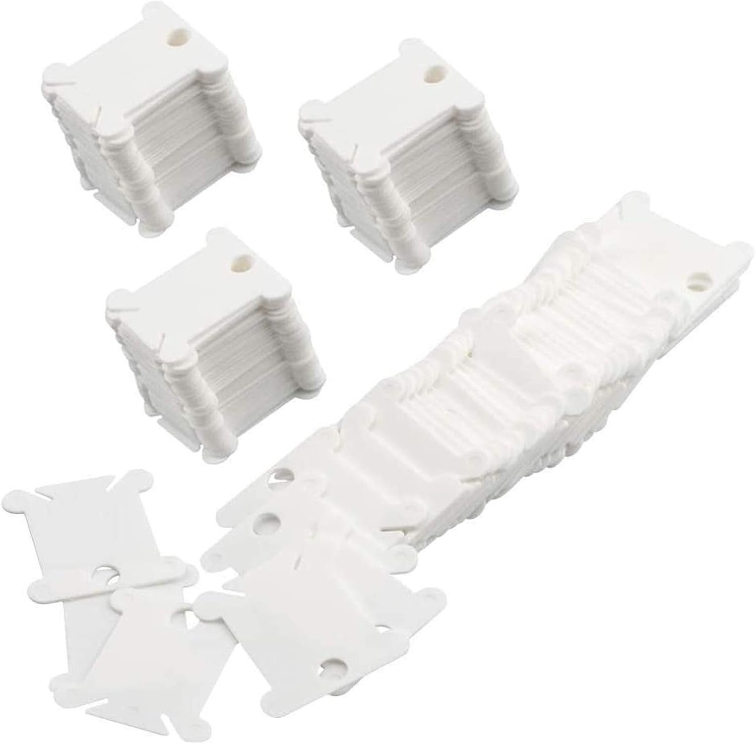 MUZHI Embroidery Floss Bobbins, 128 Pcs Embroidery Floss Organizer, Plastic Embroidery Thread Cards for Cross Stitch Thread Holder Sewing Storage(White)