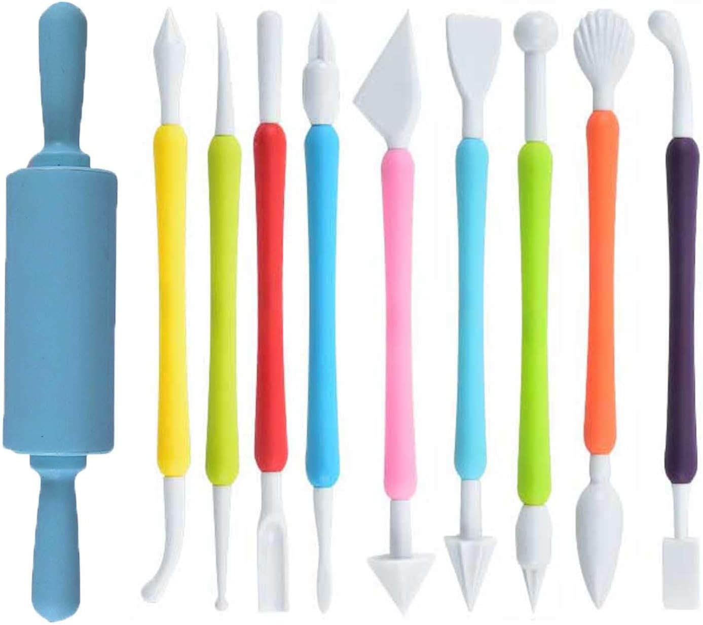 Langqun 10 Pcs Air Dry Clay Tools for Kids and Adults,Polymer Clay Tools,Pottery Tools Kit,Sculpting and Modeling