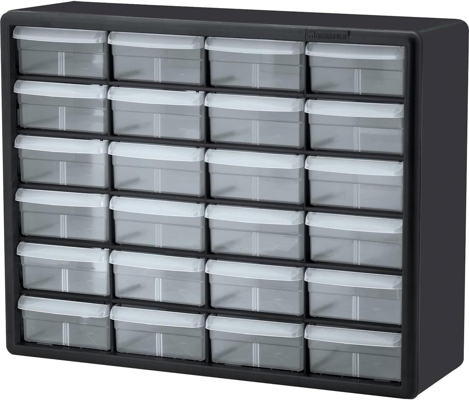 Akro-Mils 24-Drawer Plastic Storage Cabinet, 20″ W x 6″ D x 16″ H, Black