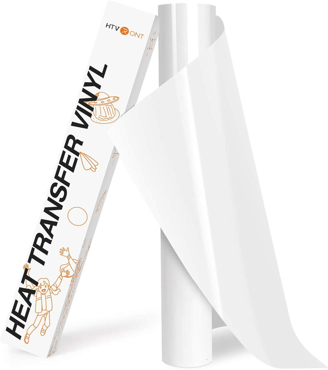 HTVRONT HTV Roll Heat Transfer Vinyl – 12″ x 8ft White HTV Vinyl for Shirts