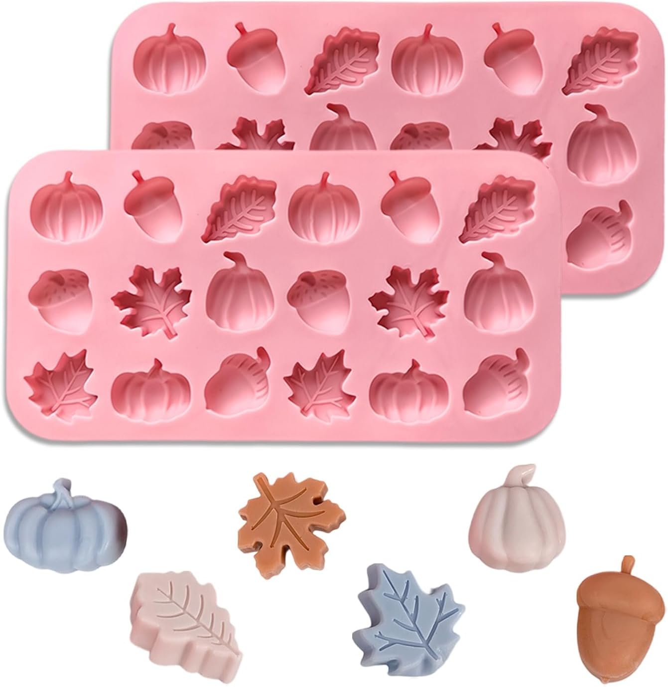 RIICFDD Fall Silicone Molds for Chocolate,2 Piece 36-Cavities Autumn Molds