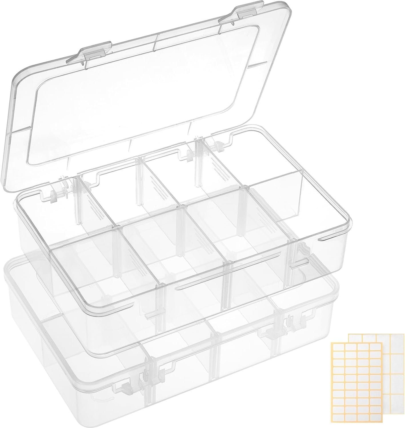 Bead Organizer Box 2 Pack 8 Grid Plastic Tackle Box Storage Dividers