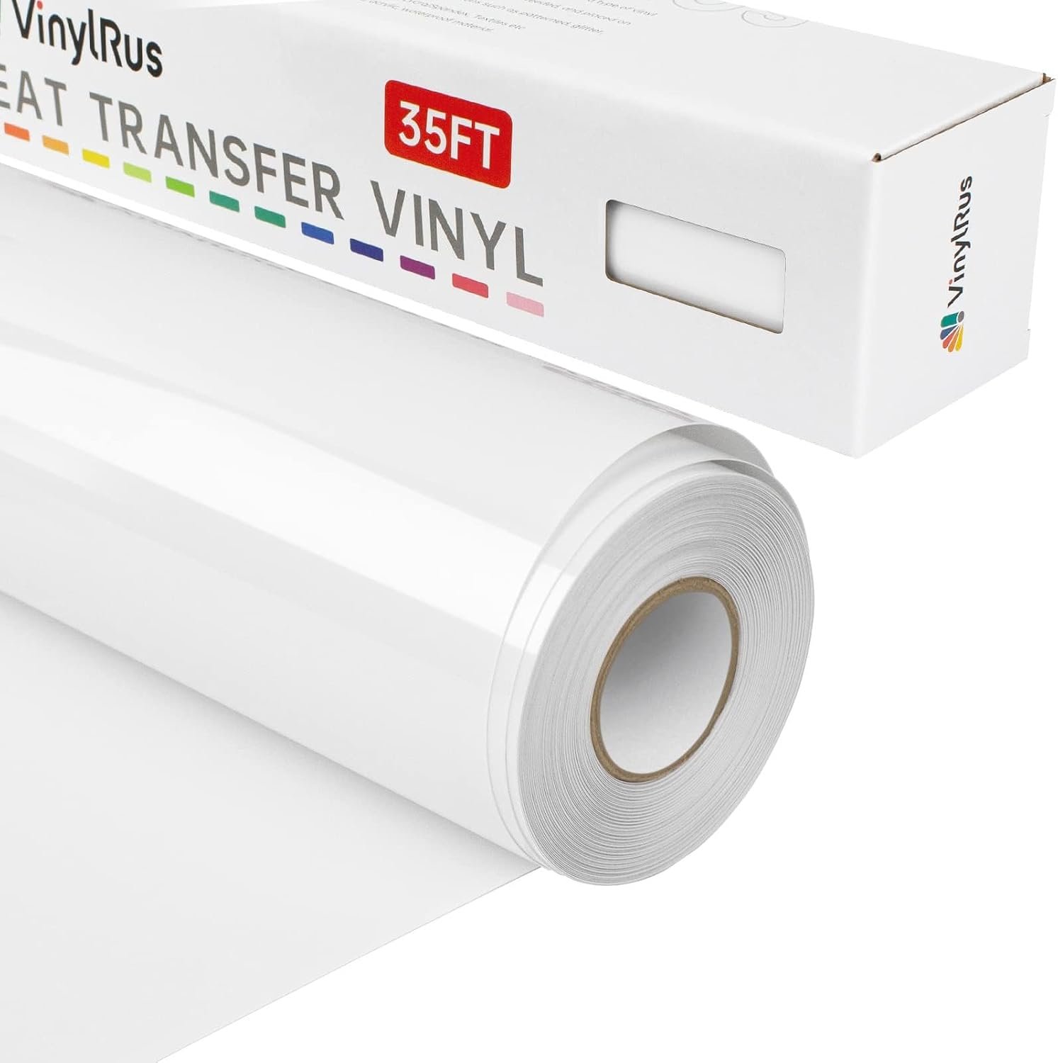 VinylRus Heat Transfer Vinyl,White HTV Rolls,12” x 35FT