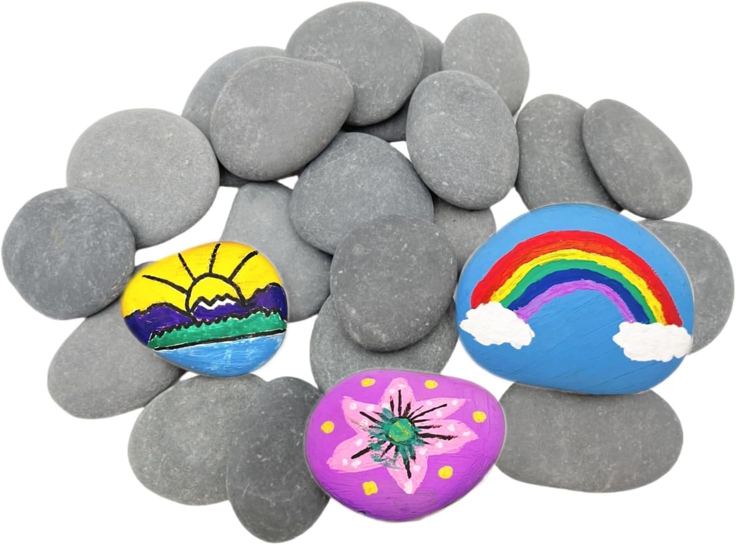 Lifetop 16PCS Painting Rocks, 2″-3″ Natural River DIY Rock Flat & Smooth Kindness Rocks for Arts, Crafts, Decoration, Medium Stone for Painting,Hand Picked