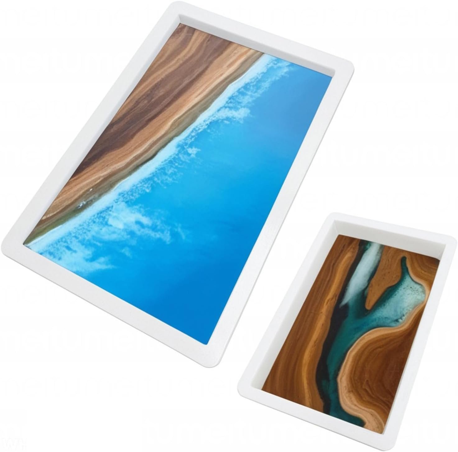 2Pcs Extra Large Reusable Epoxy Resin Table Mold15.7×9.8×3 inch 11.4×7.5×2 inch Rectangles Epoxy Resin Molds for River Table, Coffee Side Table, Cutting Board, Charcuterie Board, Art Panel