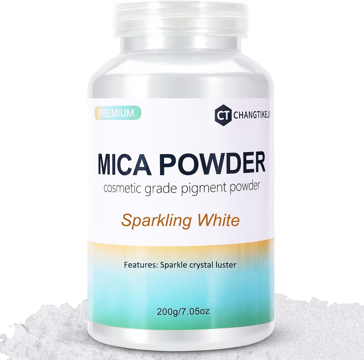 Mica Powder,7.05OZ（200g）,Sparkling White Mica Powder Pigment for Epoxy Resin，Lip Gloss，Car Paint，Dye，Soap Making，Nail Polish,Epoxy Resin,Candle Making,Bath Bombs