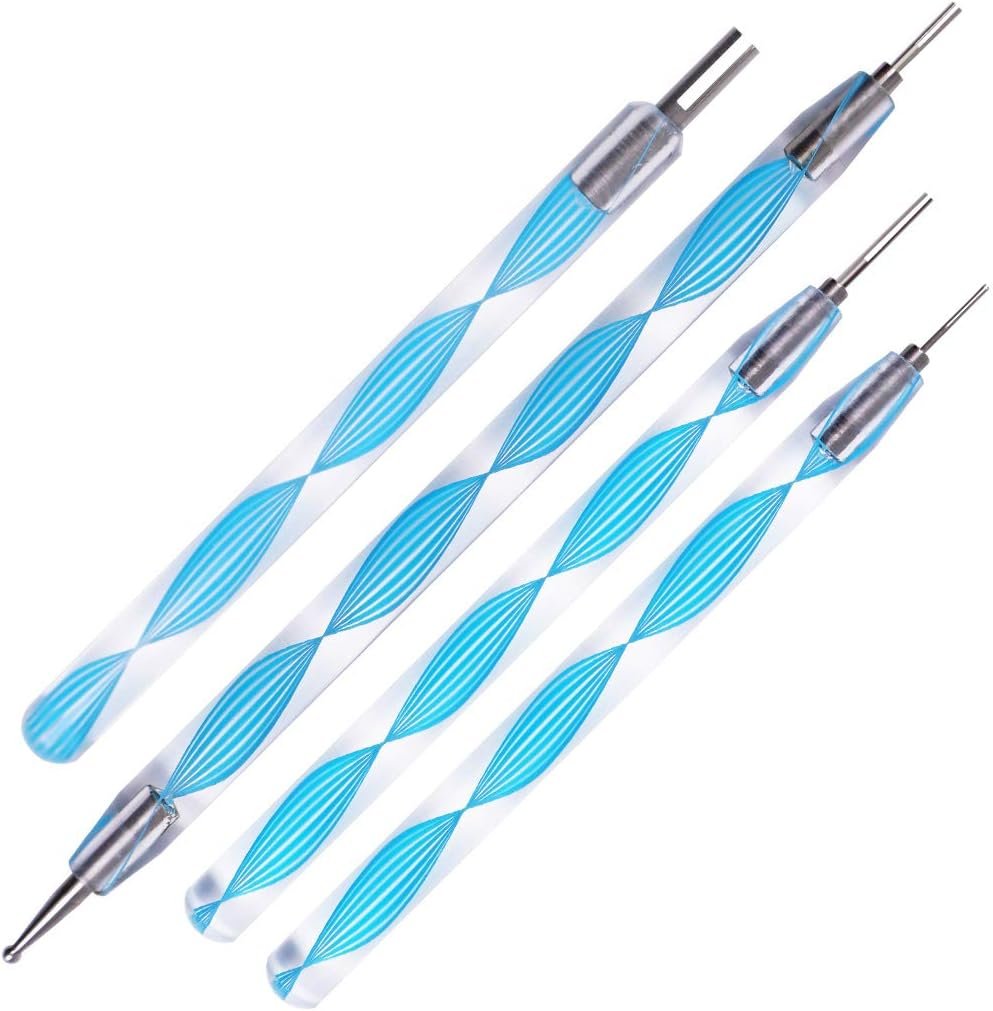 JUYA Quilling Tools Set, 4-Piece Assorted Slotted Rolling Tools, Blue