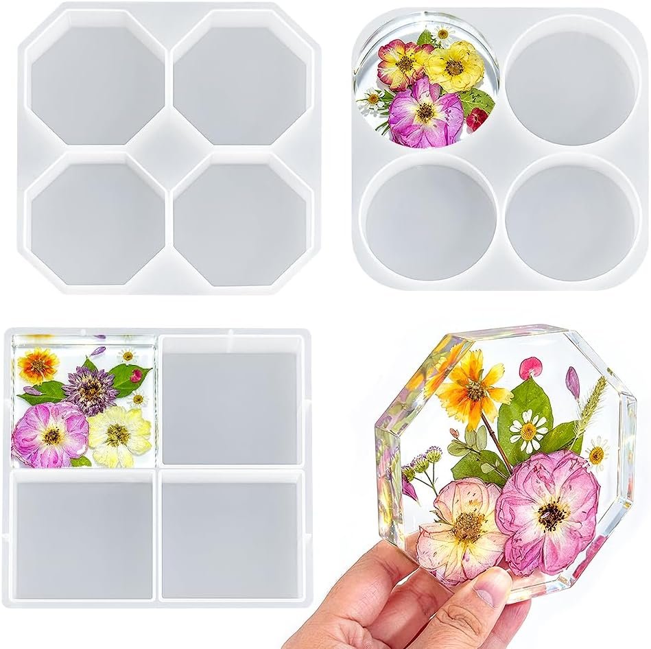 RESINWORLD 4” Wide x 0.8” Deep Coaster Molds, Coaster Silicone Molds
