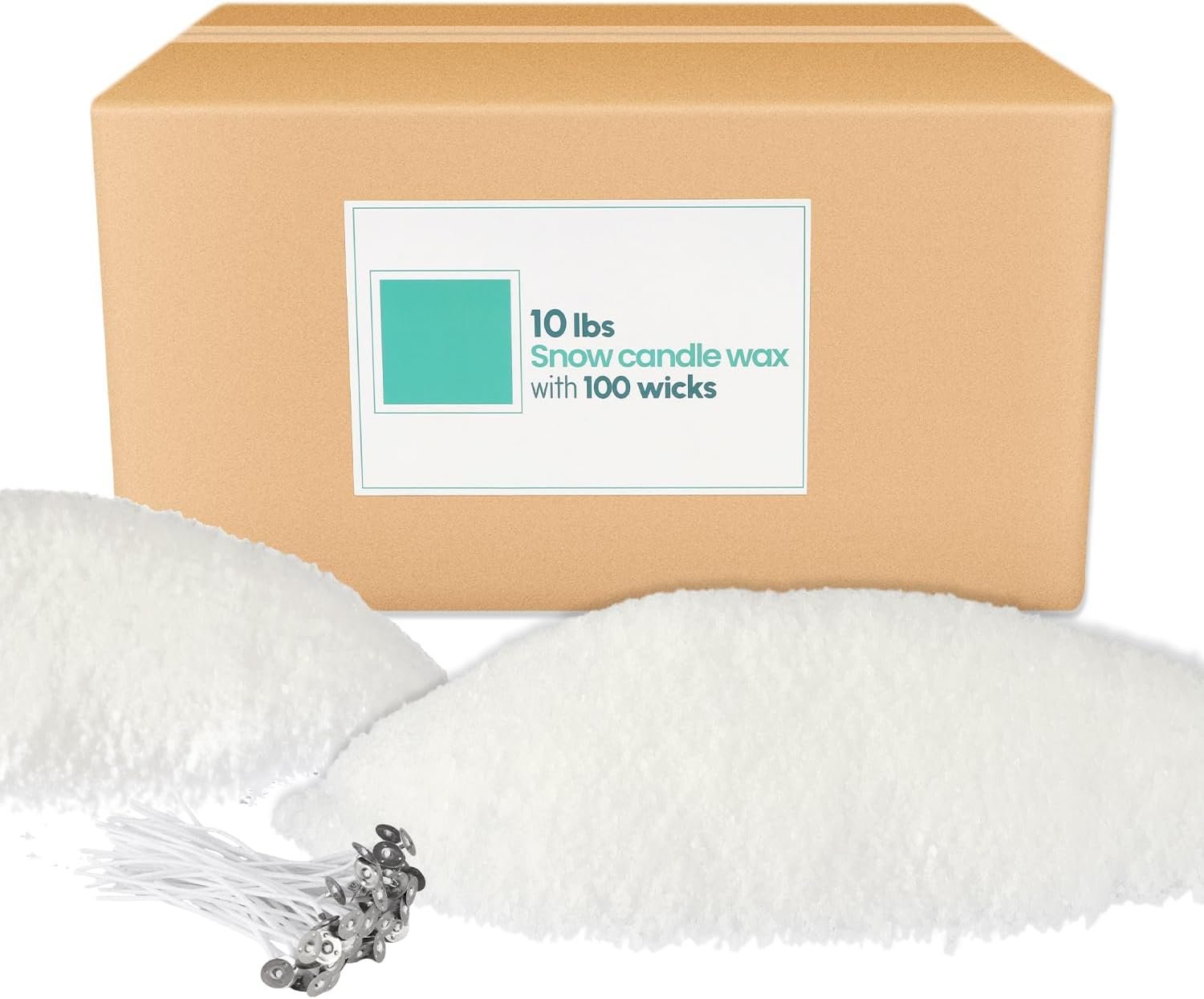 WREXCS 10 lb Wax Sand DIY Pearl Candle Kit, 100 Wicks, Natural Pearl Wax, Reusable, Unscented Powder for Making, Weddings and Parties