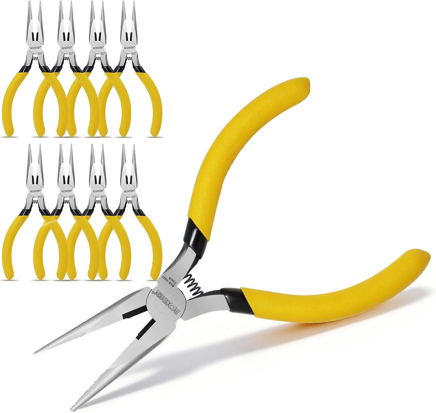 BOOSDEN 5″ Mini Needle Nose Pliers for Jewelry Making, 10 Pack Pliers Bulk