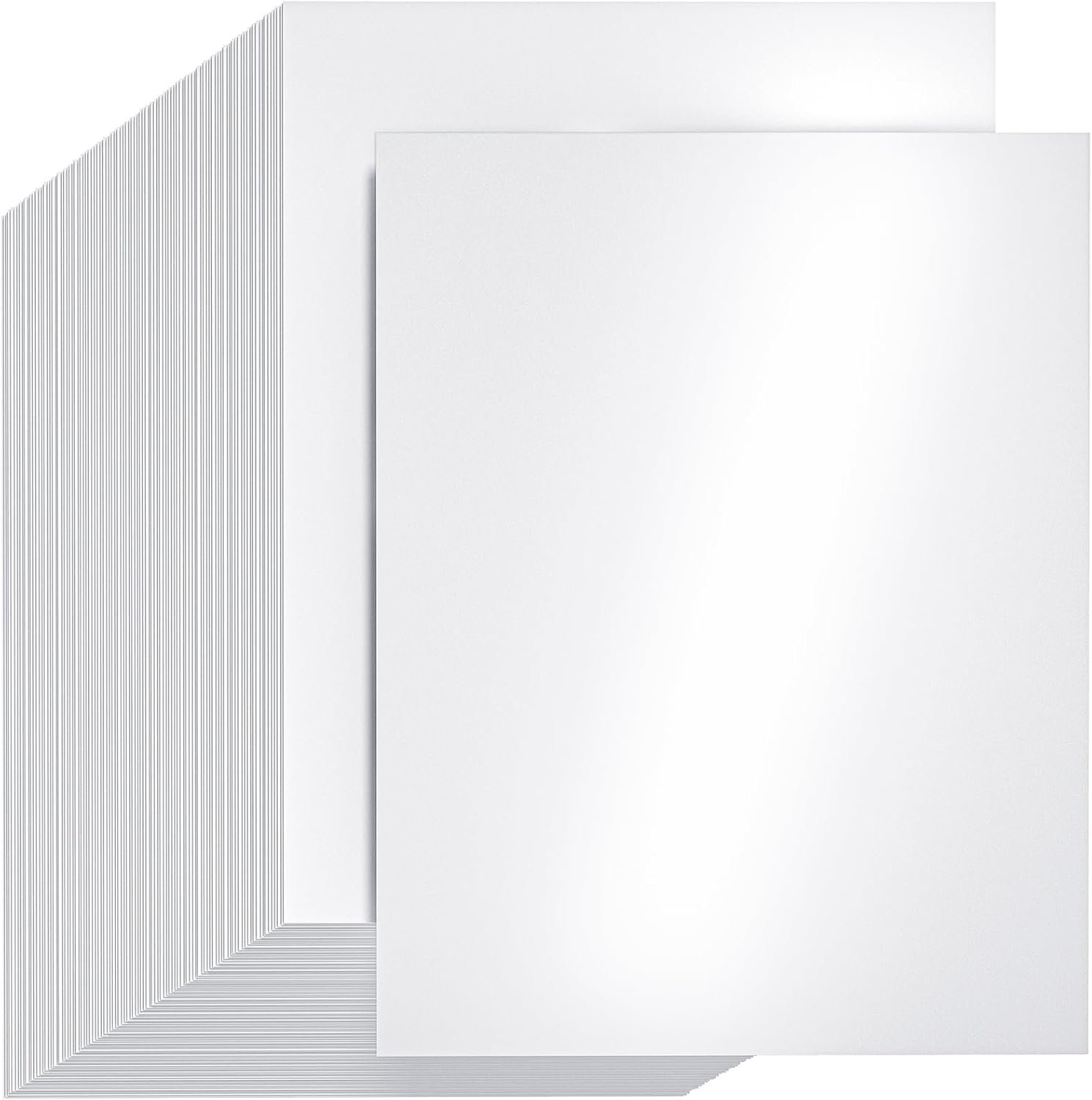 CreGear 100 Sheets White Shimmer Cardstock Paper 8.5 x 11,Glossy Card Stock
