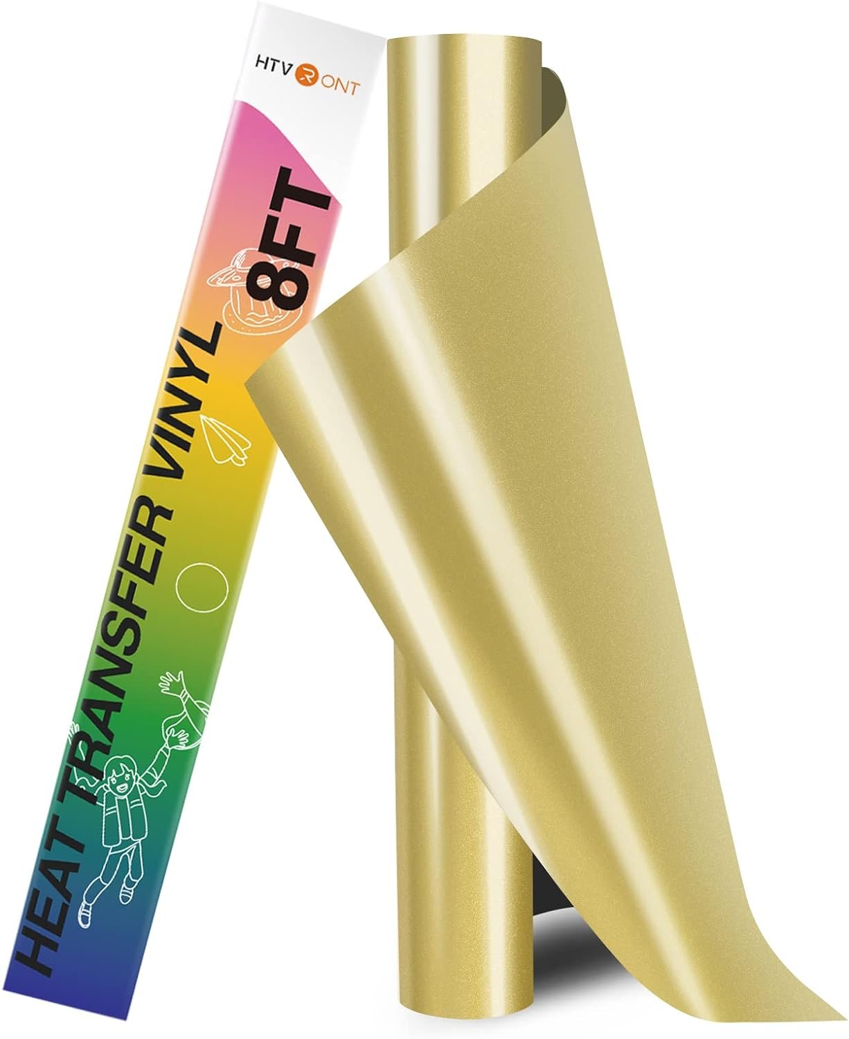 HTVRONT HTV Roll Heat Transfer Vinyl – 12″ x 8ft Gold HTV Vinyl for Shirts