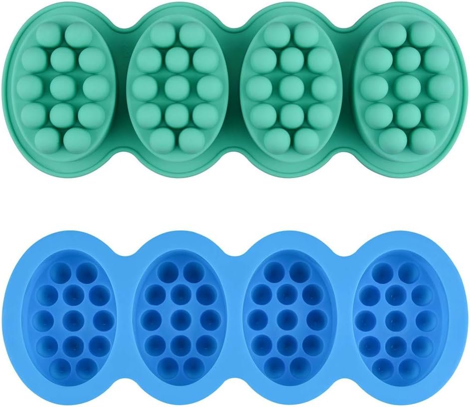SJ Silicone Massage Soap Mold, 2-Pack 4-Cavity Soap Making Mold