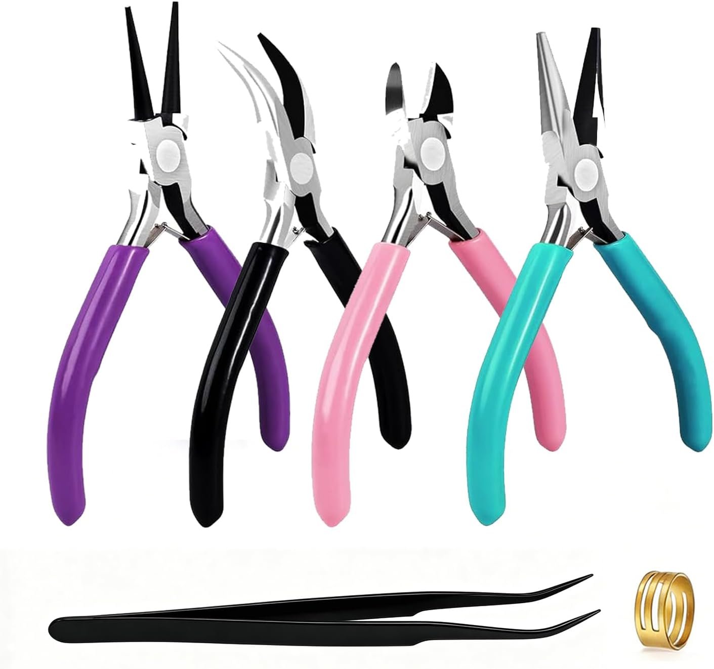 4Pcs Jewelry Making Pliers Set, Including Needle Nose Pliers, Round Nose Plier and Wire Cutters, Versatile Jewelry Tools for Repair, Wire Wrapping, Beading and Various Crafts