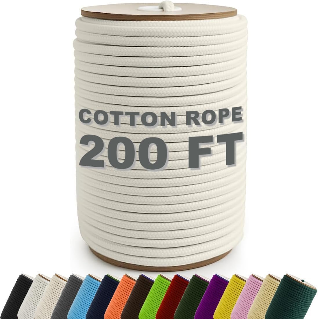 PerkHomy 200 Feet Cotton Rope 3/16″ (5mm) Multi Purpose Utility Diamond Braided Cord, Natural Cotton for Clothes Line Camping Crafting Flag Pole, Natural White