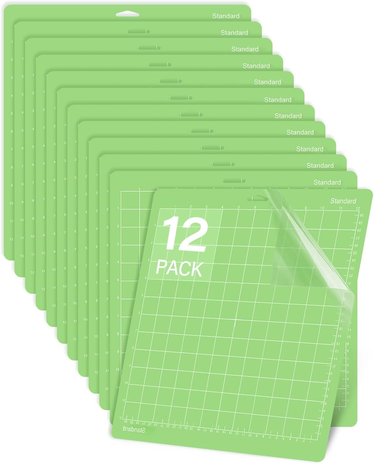 Gwybkq Cutting Mat, Compatible With Maker 3/Maker/Explore 3/Air 2/Air/One 12 Pack 12×12 Cut Mats Replacement Accessories Adhesive Sticky Green Cricket Standard Card