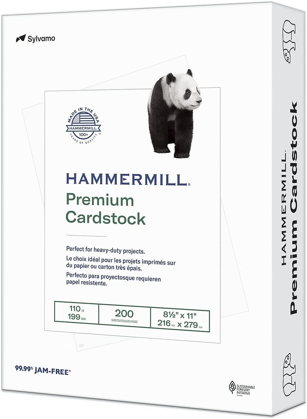 Hammermill White Cardstock, 110 Lb, 8.5 x 11 Colored Cardstock, 1 Pack (200 Sheets) – Thick Card Stock, Made in the USA, 168380R