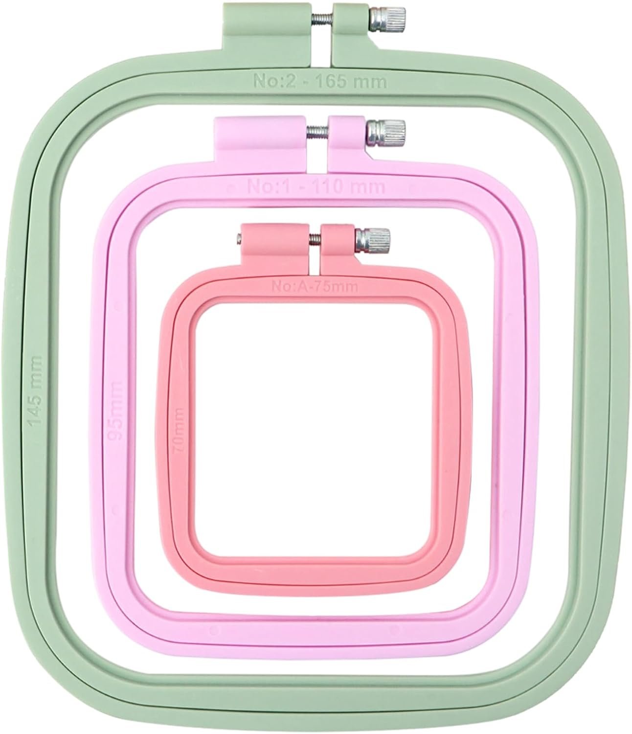 MUFEKUM Square Embroidery Hoops, Cross Stitch Hoop and ABS Plastic Embroidery Hoops for Sewing, Needlework, Cross Stitch, Embroidery Projects (3PCS-3″, 4.3″, 6.5″)