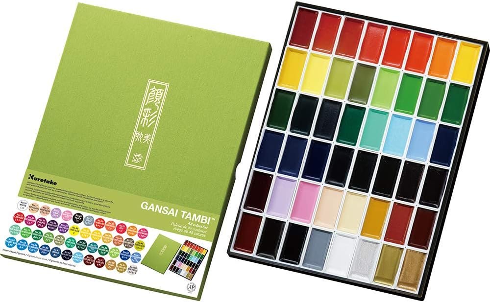 Kuretake Gansai Tambi Watercolor Paint Set, 48 Colors, Made in Japan