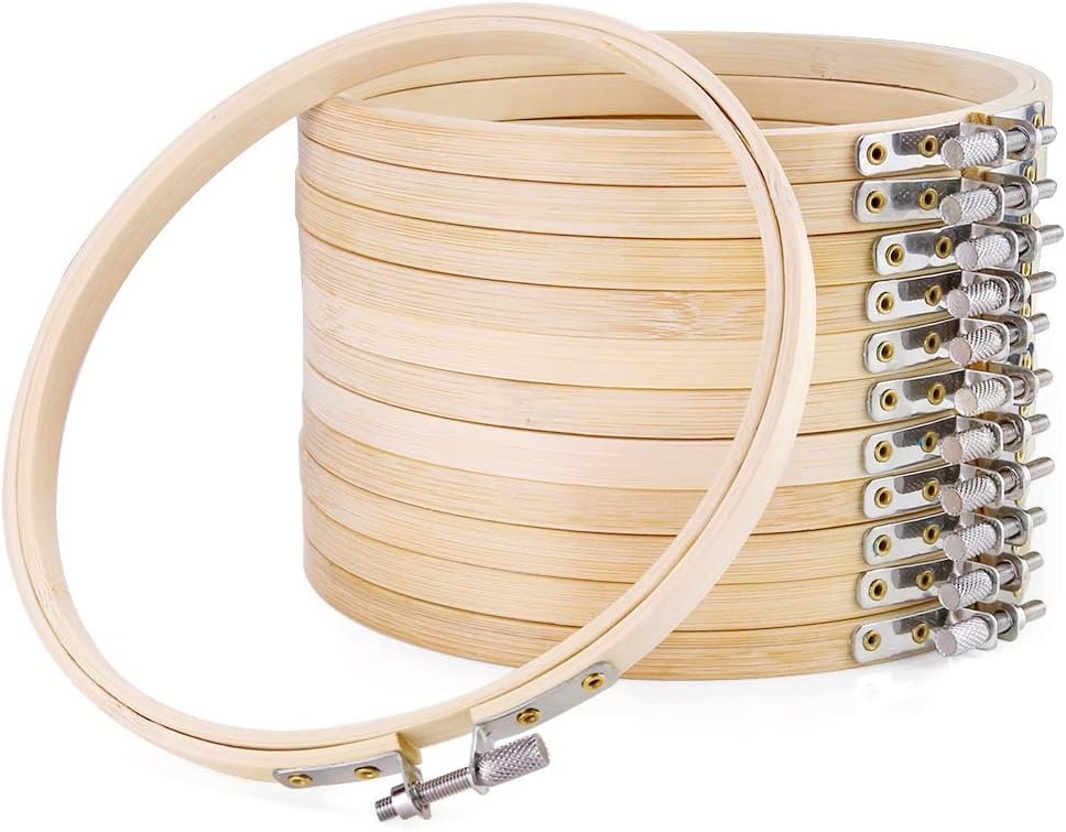 Pllieay 12 Pieces 6 Inch Round Embroidery Hoops