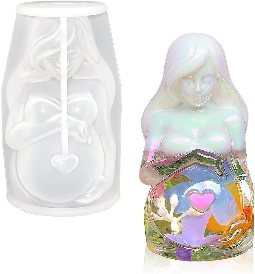 RESINWORLD 3D Pregnant Women Mold, Body Silicone Mold for Resin, Candle Making