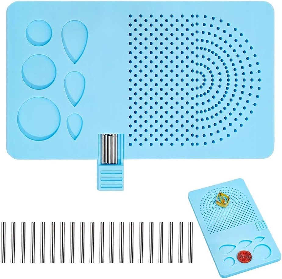 UNICRAFTALE 1 Set Plastic Guide Quilling Board Quilling Tool Blue Quil Board with Pins Storage Box Wire Jig Kit Wire Wrapping Tools 20Pcs Roots Needle Plate for for Paper Crafting