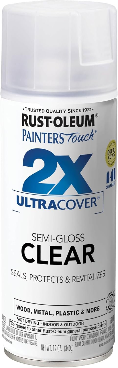 Rust-Oleum Painter’s Touch 2X Ultra Cover Spray Paint, Semi-Gloss Clear