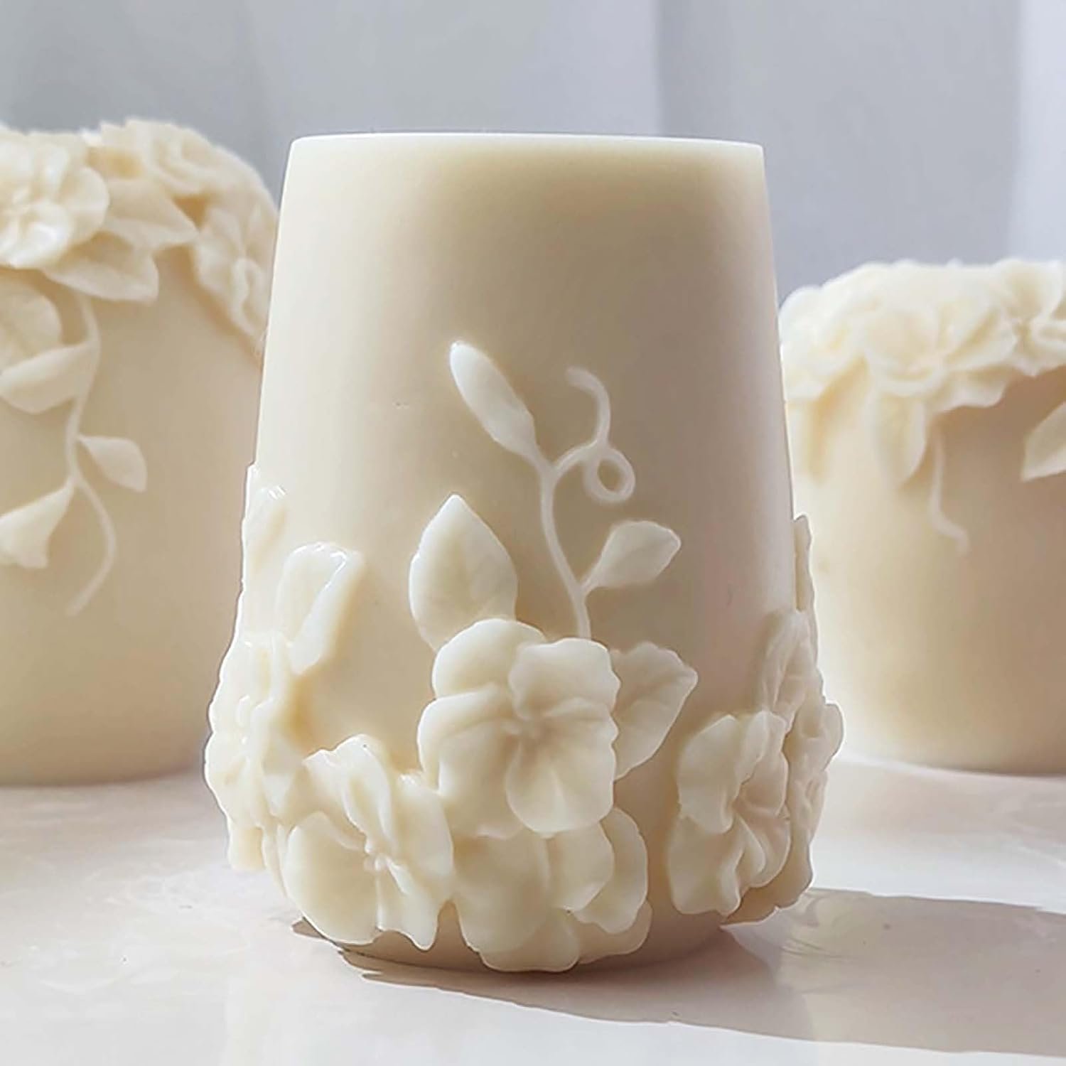Bottle Candle Molds Cylinder Flower Pillar Mold – Rose Flower – Resin Casting Silicone Molds for Home Decor & Candle Making Wave Spiral Mold