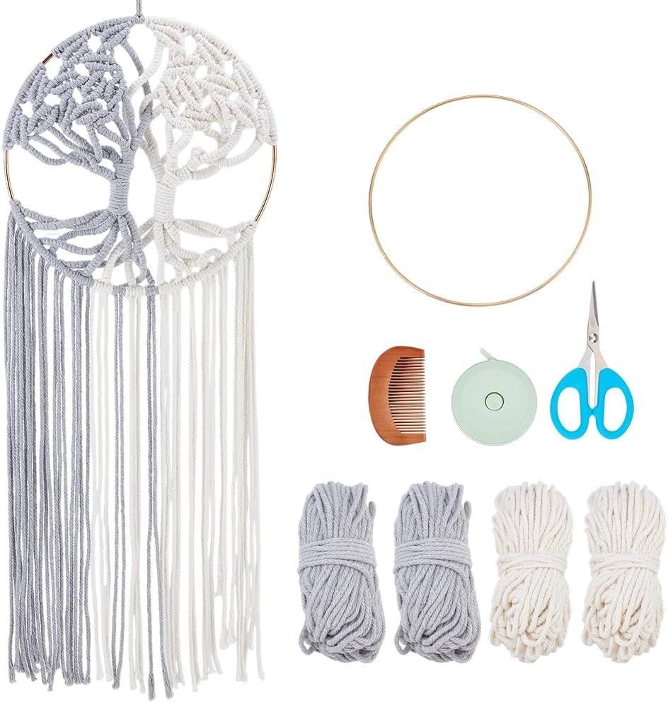 Tree of Life Macrame Kit for Adults Beginners Dream Catcher Macrame Wall Hanging Decor with Video Tutorials Handmade Woven Boho Home Decor for Bedroom Dorm Decoration