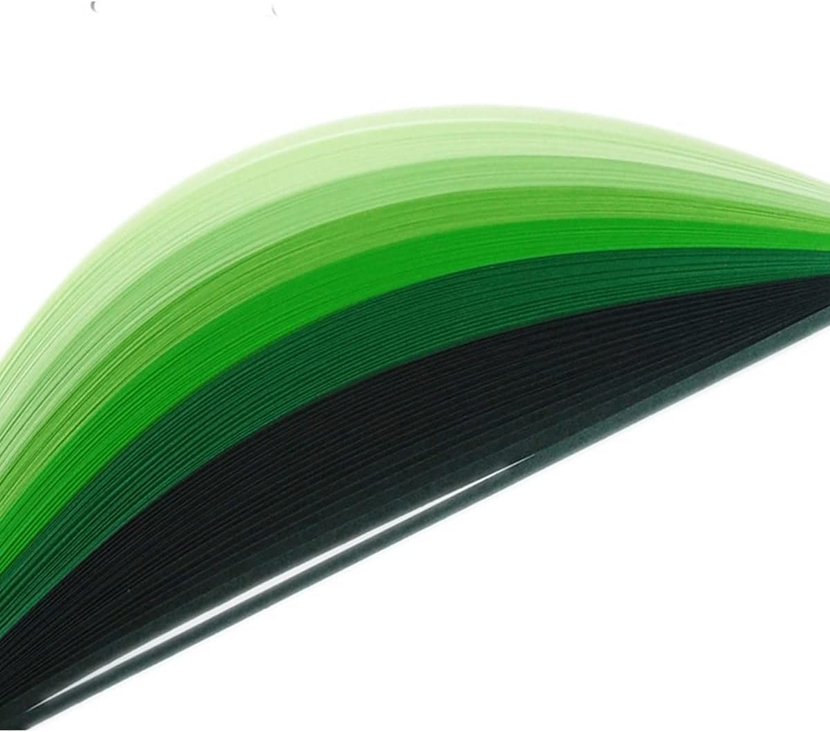 ODETOJOY Quilling Paper Gradient Quilling Strips 3mm Crafts Filigrana Paper 1/8inch Rainbow Color 120pcs Length 21inch (Green)