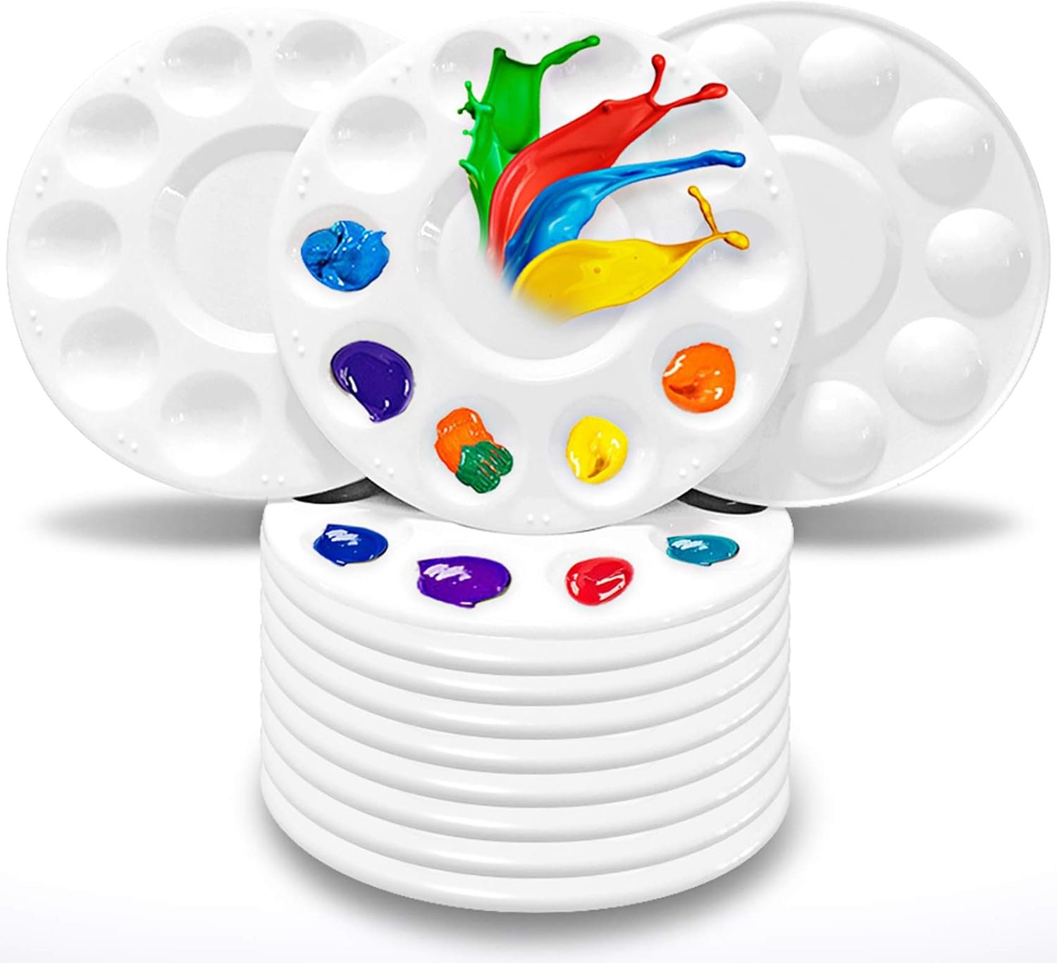Hulameda 12pcs Paint Tray Palettes,Plastic Paint Pallets for Kids to Paints