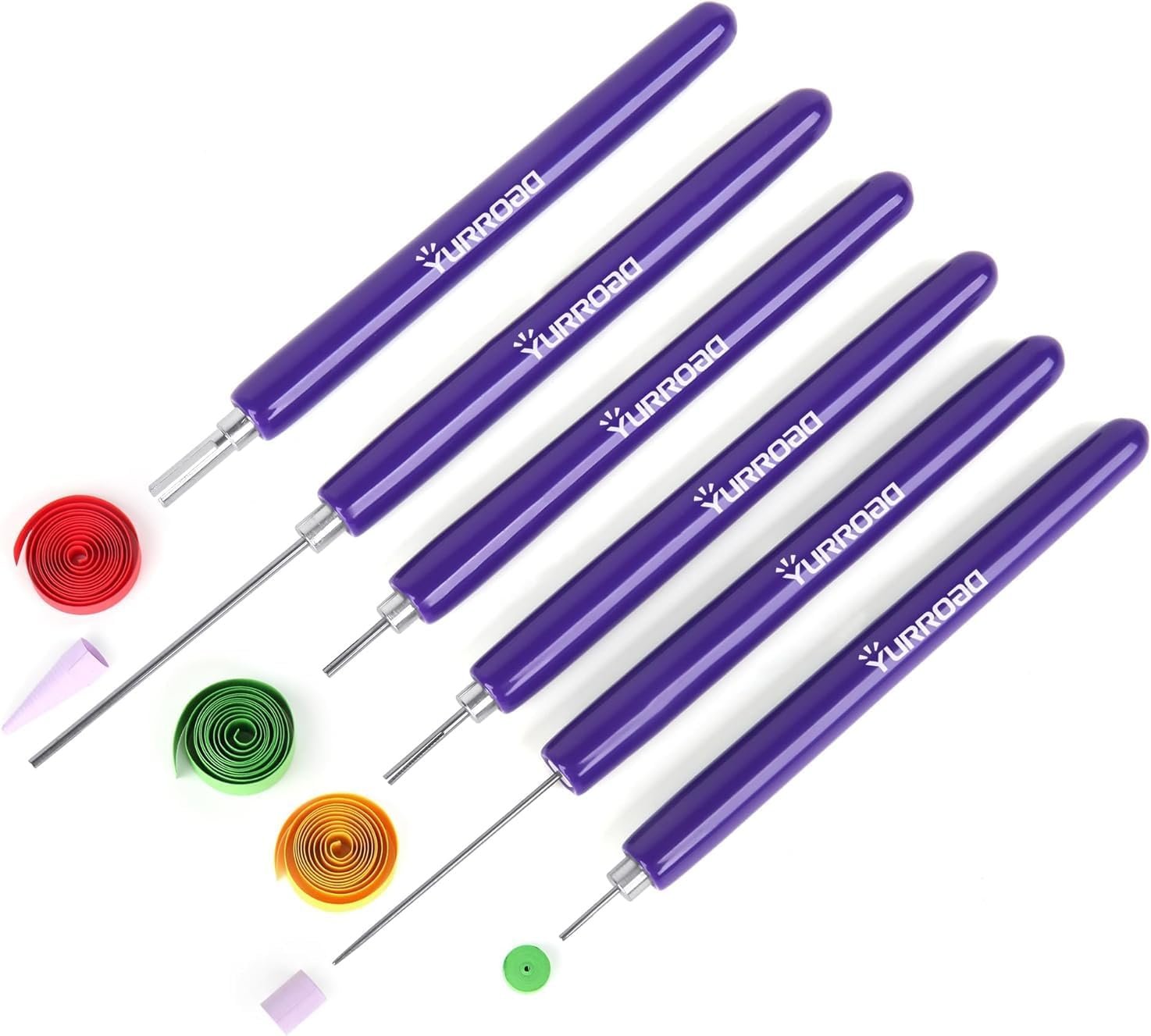 6-Piece Multi-Size Quilling Pen Set for 3mm-10mm Paper Strips, Purple