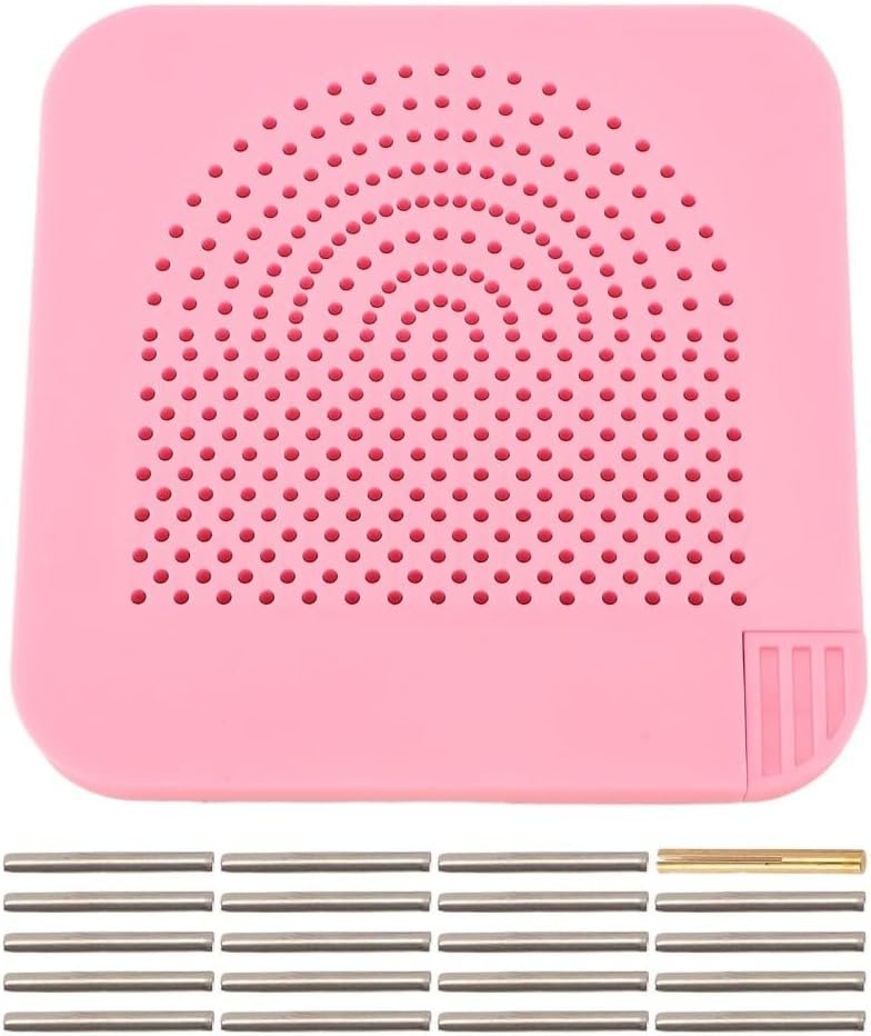 Anu Limen Quilling Guide Board with Storage Drawer and 20 Pins – ABS Paper Strip Winding Disc for Crafting, Card Making, and DIY Decorations(Pink)