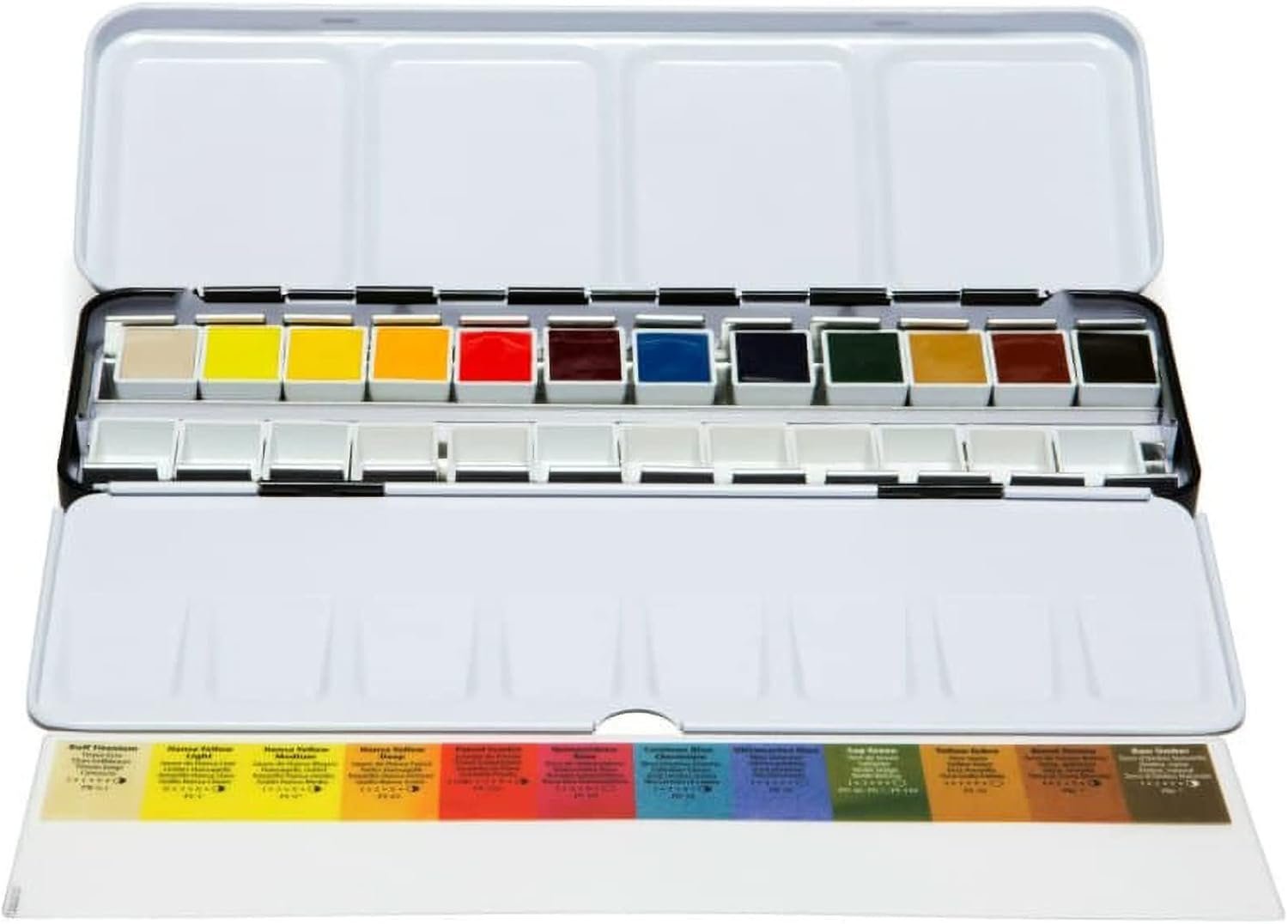 DANIEL SMITH Hand Poured Watercolor Half Pans Set with 12 Watercolor Pans, 12 Empty Pans, 1 Metal Palette (total 25 pieces) 285650107