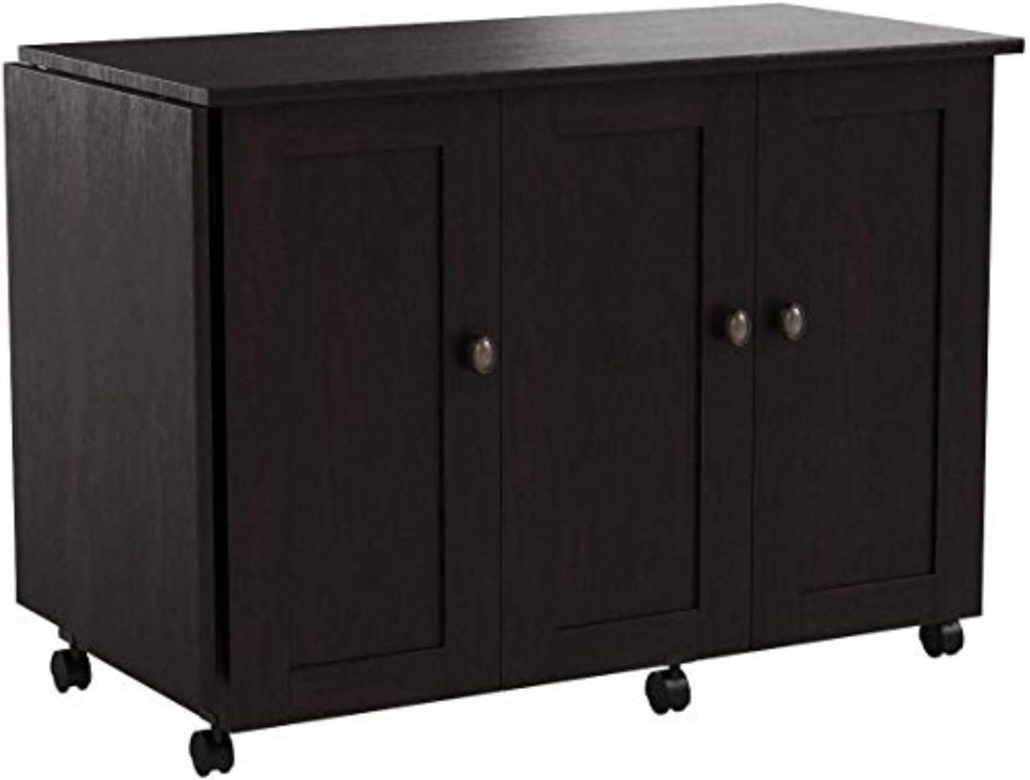 Sauder Miscellaneous Storage Easy Rolling Sewing and Craft Table/Cart/ Pantry cabinets, Cinnamon Cherry finish