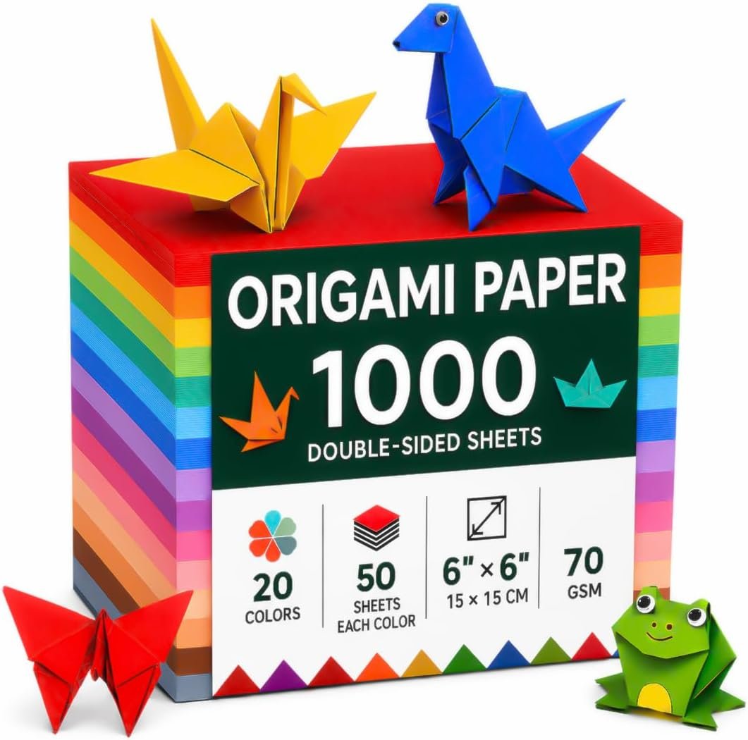 Origami Paper 1000 Sheets 6×6 Inch Colored Craft Paper Double Sided