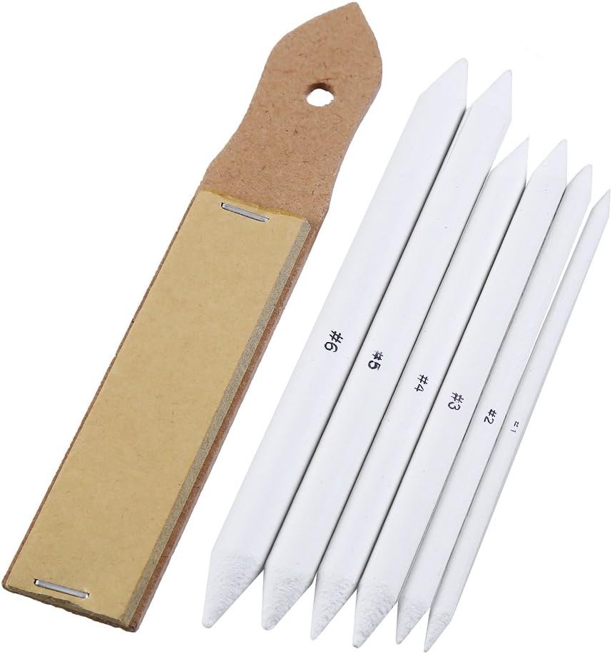 CCINEE Blending Stumps and Torillions Set with Sandpaper Pencil Sharpener for Sketch Drawing Use, Pack of 7