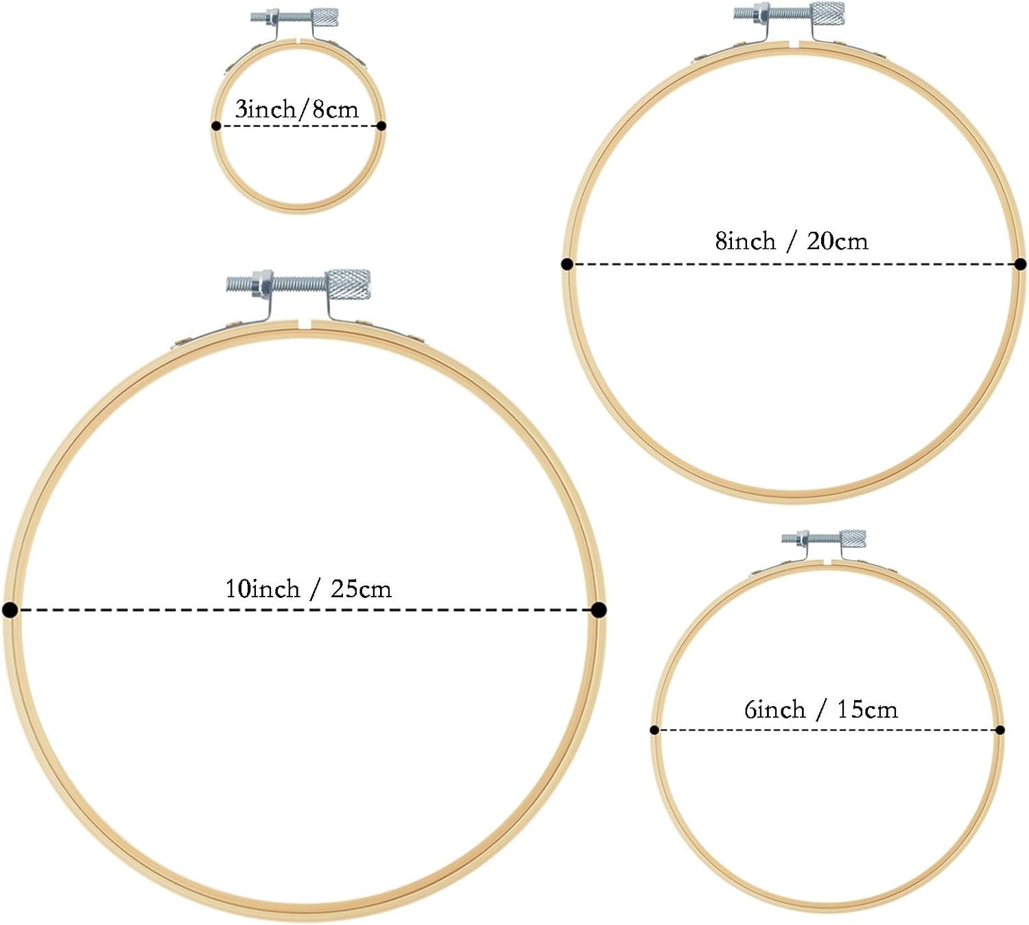 4 Pieces Embroidery Hoops, Bamboo Frame Circle Cross Stitch Hoop Ring