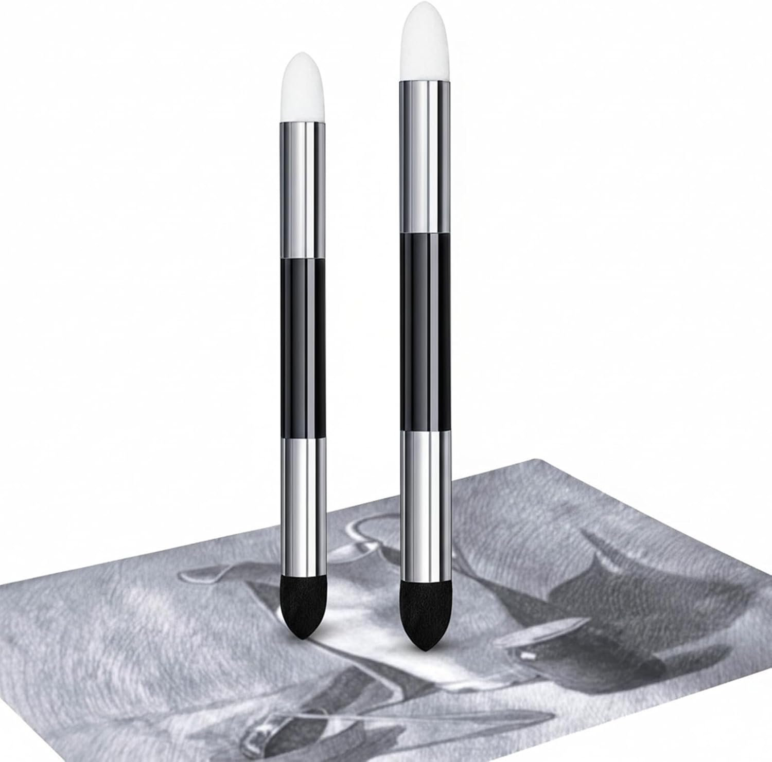 Kosiz Blending Sponge Pen Dual Tip Oil Pastels Blender, White,Black, 2 Pcs