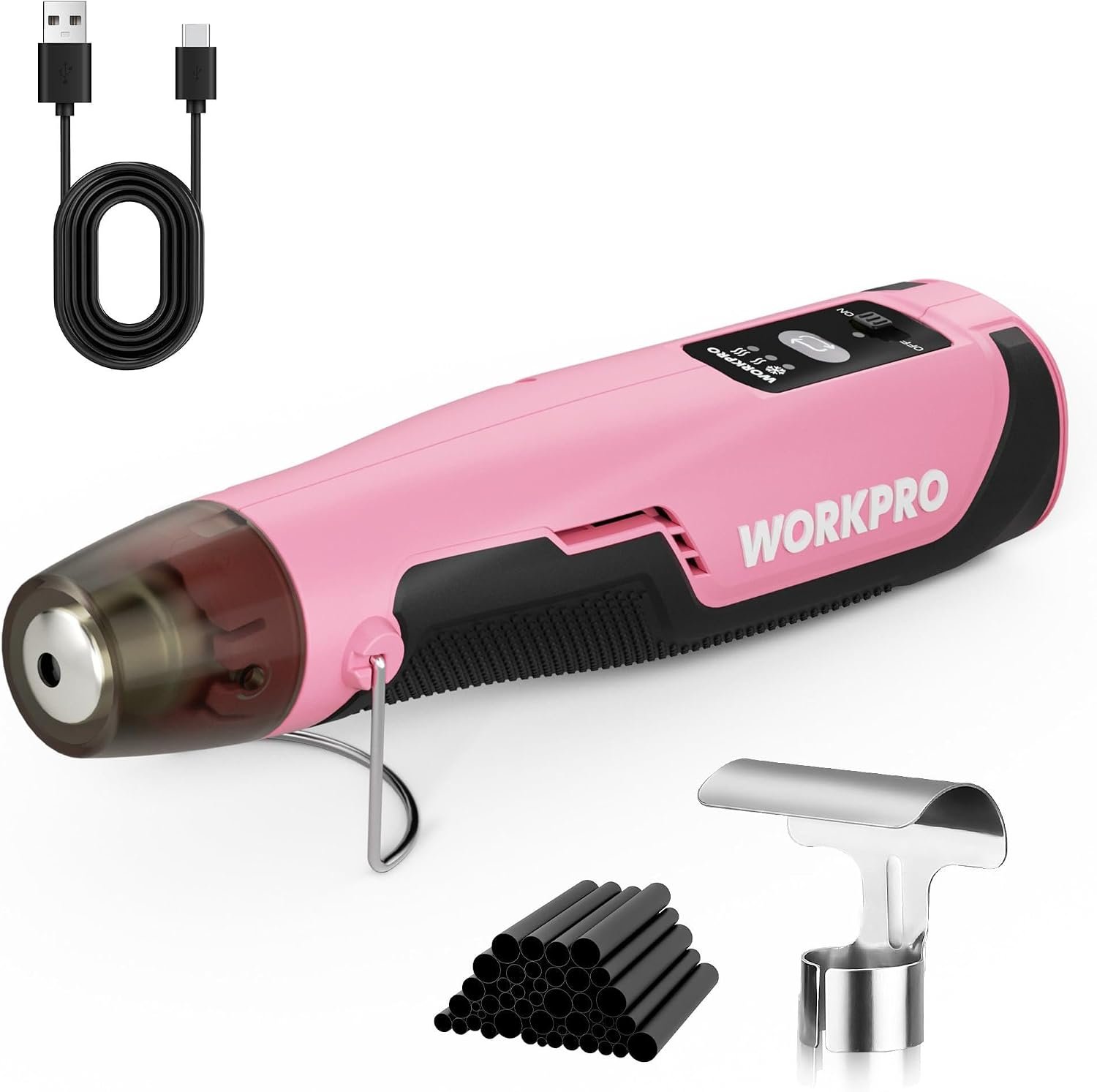 WORKPRO 7.2V Pink Cordless Mini Heat Gun, Fast Heating