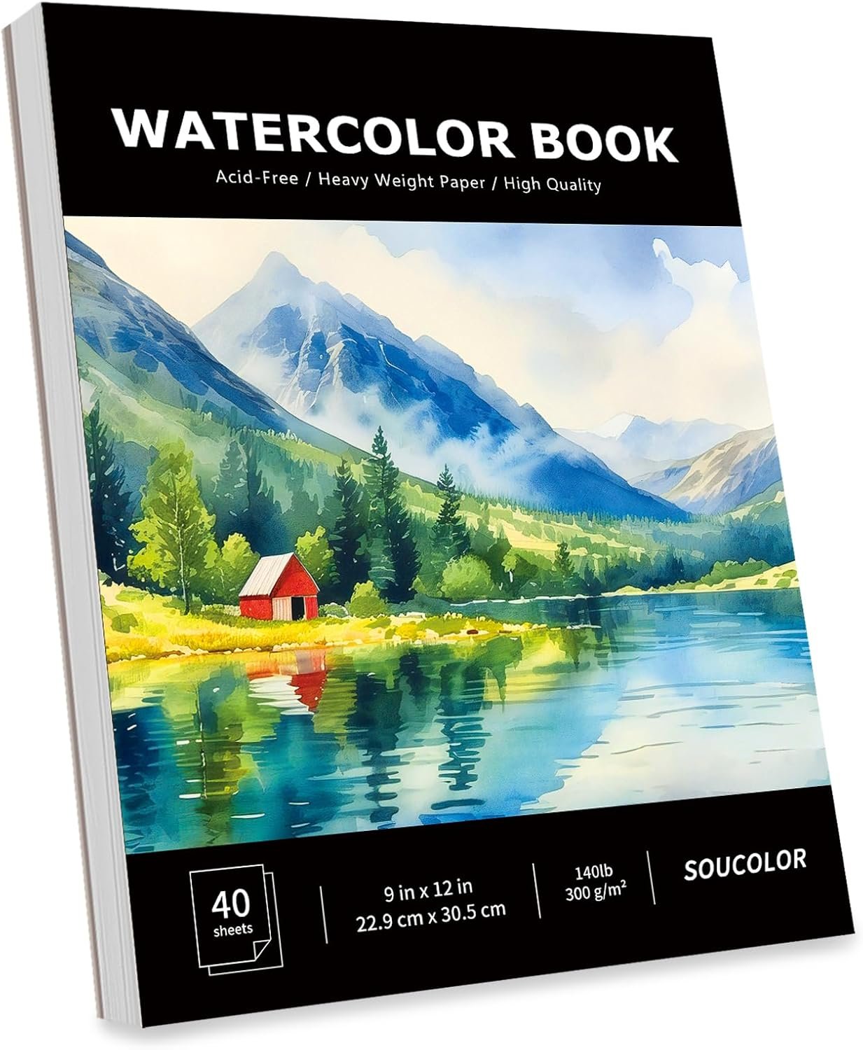 Soucolor Watercolor Paper Pad 9×12 140lb Cold Press 40 Sheets Art Supplies