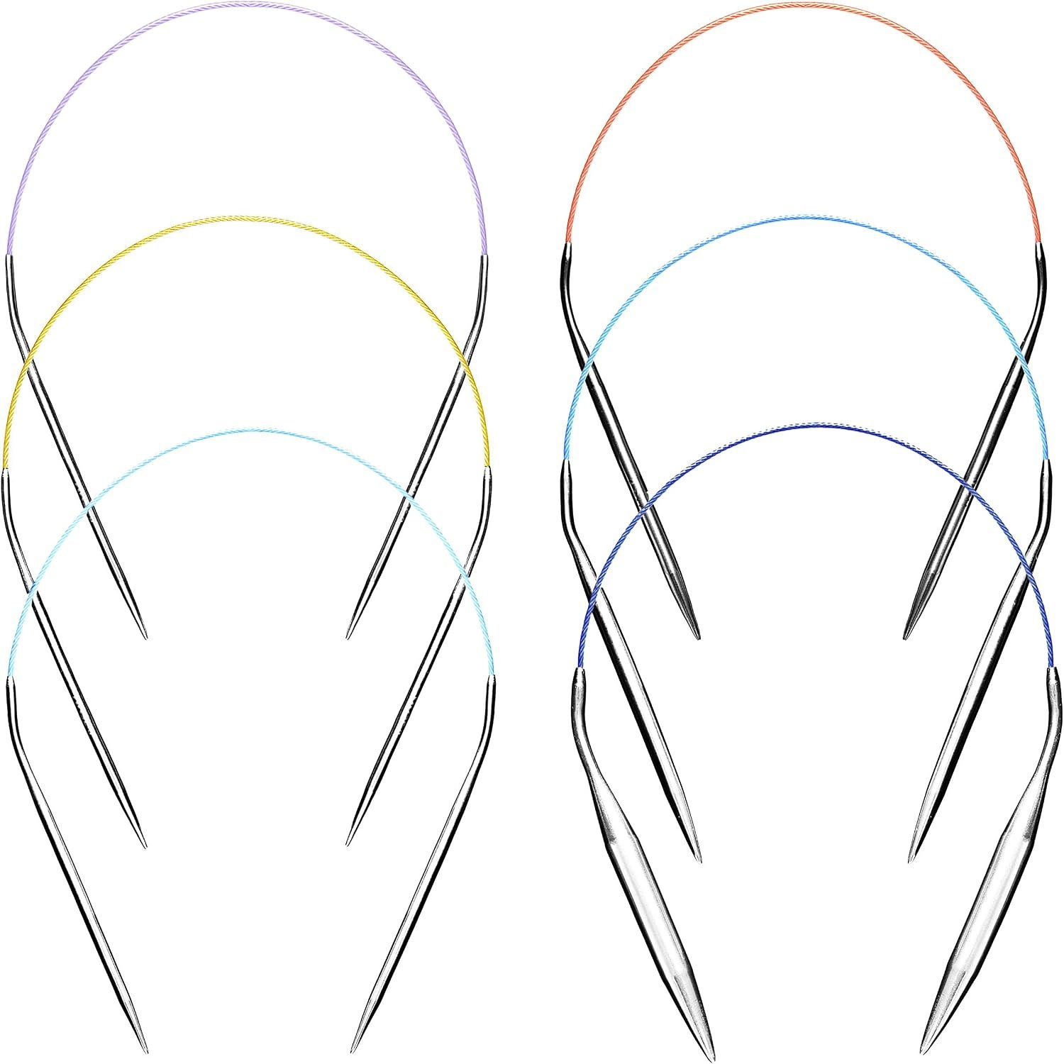 cuteDIY 16 Inch Circular Knitting Needles Set, US 0 2.5 6 8 10 13, Metal