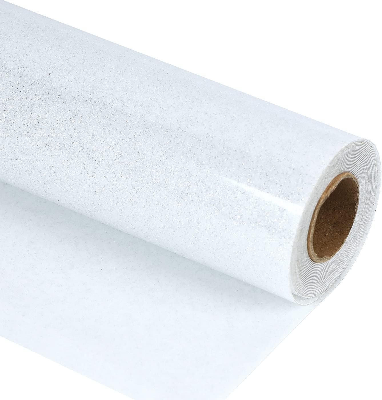 guangyintong Glitter Heat Transfer Vinyl White Glitter HTV Rolls, 12″ x 8ft